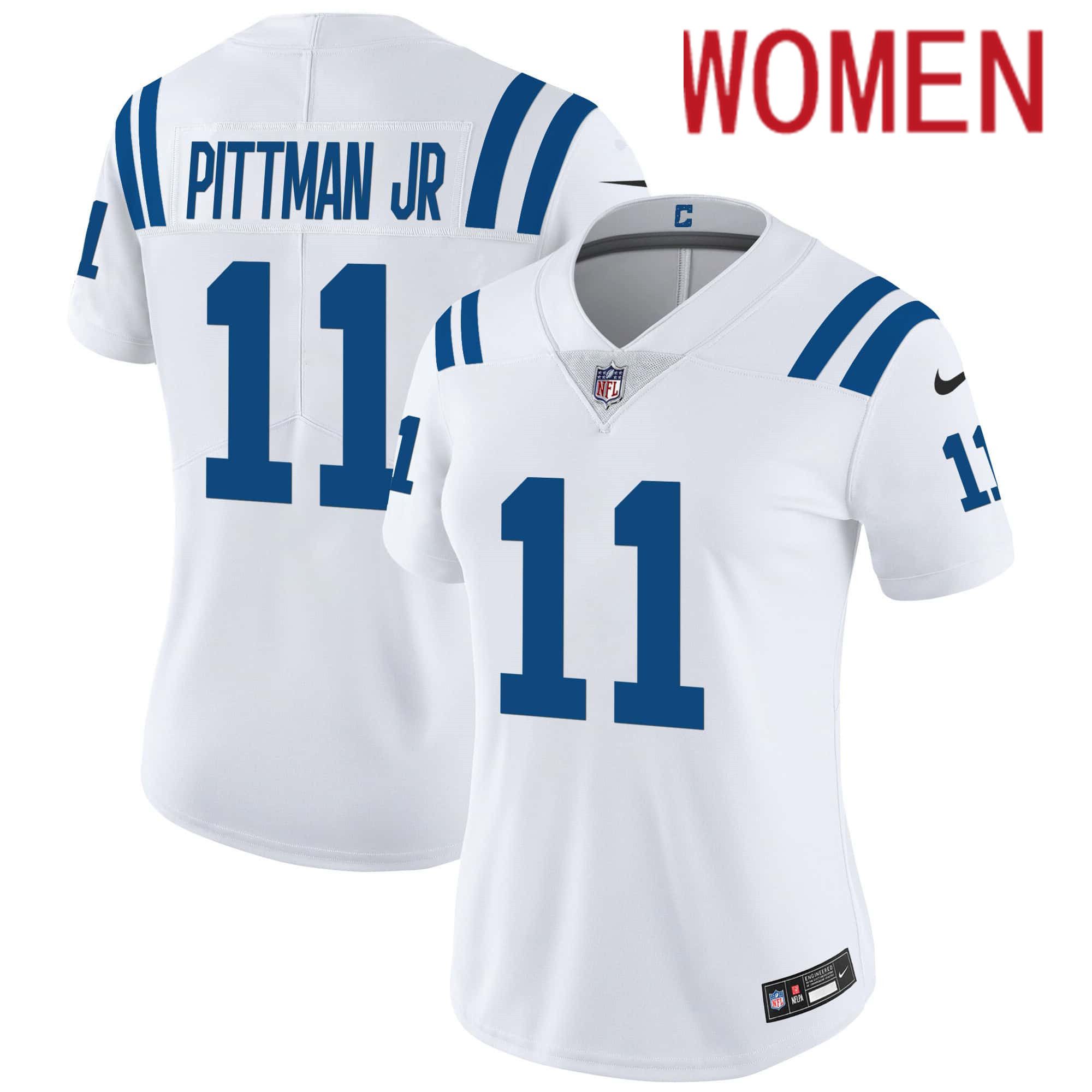 Women Indianapolis Colts #11 Pittman jr White 2024 Nike Vapor Limited NFL Jersey